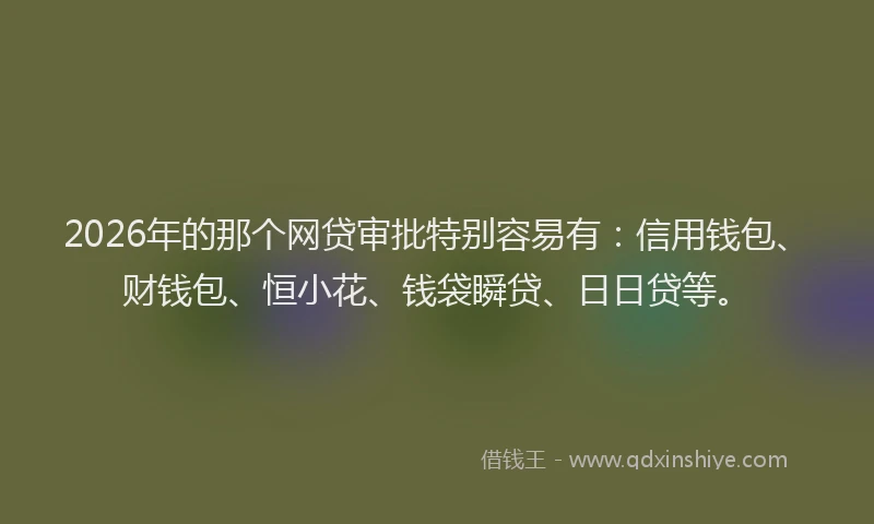 2026年的那个网贷审批特别容易有：信用钱包、财钱包、恒小花、钱袋瞬贷、日日贷等。