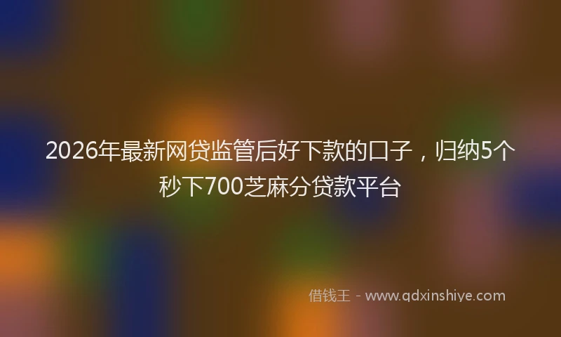 2026年最新网贷监管后好下款的口子，归纳5个秒下700芝麻分贷款平台