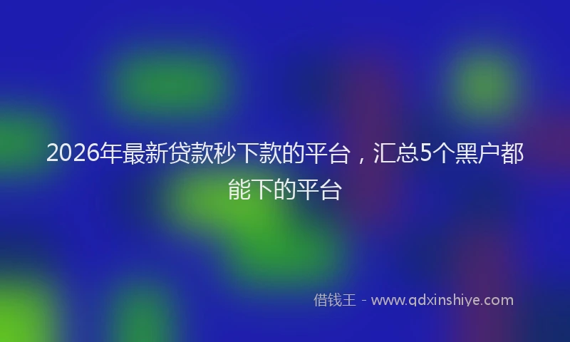 2026年最新贷款秒下款的平台，汇总5个黑户都能下的平台