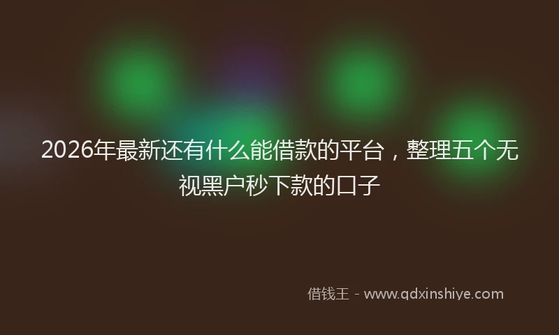 2026年最新还有什么能借款的平台，整理五个无视黑户秒下款的口子