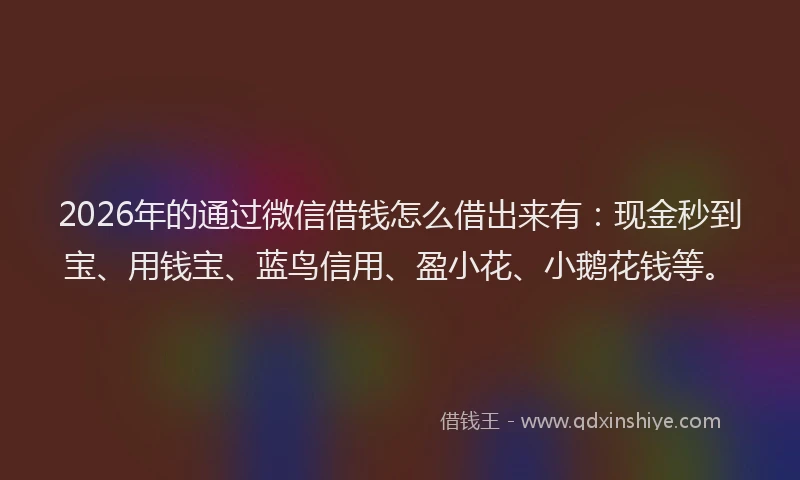 2026年的通过微信借钱怎么借出来有：现金秒到宝、用钱宝、蓝鸟信用、盈小花、小鹅花钱等。