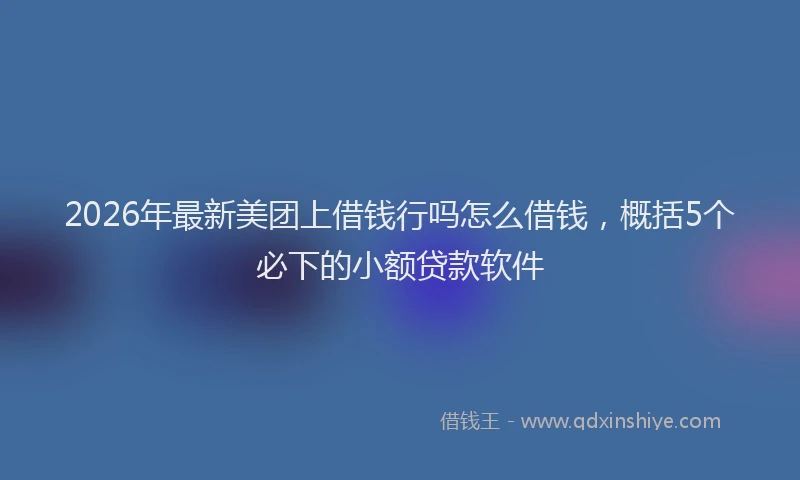 2026年最新美团上借钱行吗怎么借钱，概括5个必下的小额贷款软件