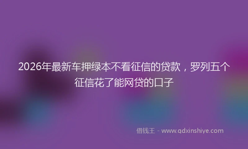 2026年最新车押绿本不看征信的贷款，罗列五个征信花了能网贷的口子