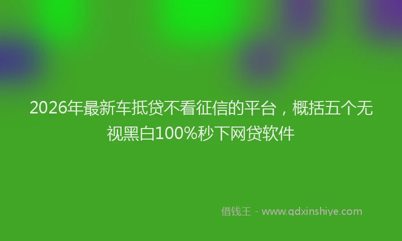 2026年最新车抵贷不看征信的平台，概括五个无视黑白100%秒下网贷软件