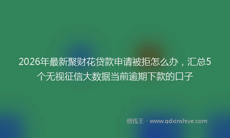 2026年最新聚财花贷款申请被拒怎么办，汇总5个无视征信大数据当前逾期下款的口子