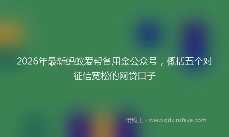 2026年最新蚂蚁爱帮备用金公众号，概括五个对征信宽松的网贷口子