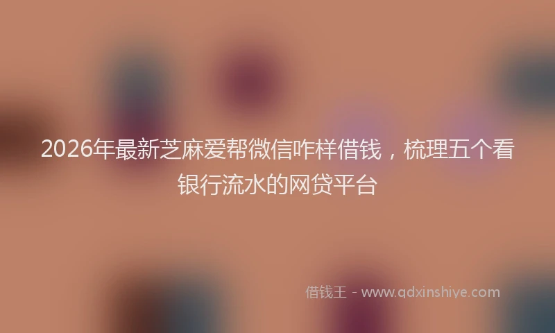2026年最新芝麻爱帮微信咋样借钱，梳理五个看银行流水的网贷平台