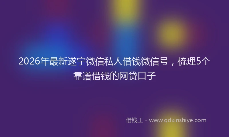 2026年最新遂宁微信私人借钱微信号，梳理5个靠谱借钱的网贷口子