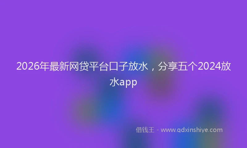 2026年最新网贷平台口子放水，分享五个2024放水app