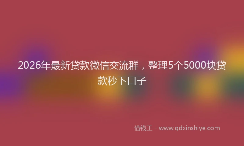 2026年最新贷款微信交流群，整理5个5000块贷款秒下口子