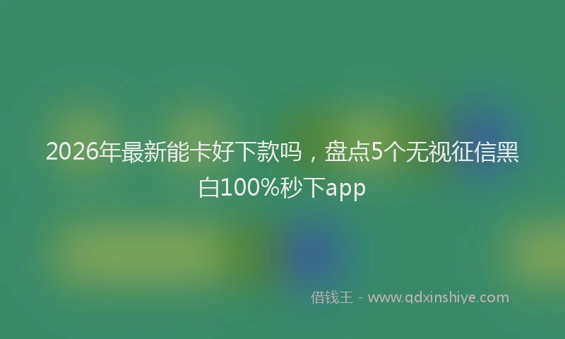 2026年最新能卡好下款吗，盘点5个无视征信黑白100%秒下app