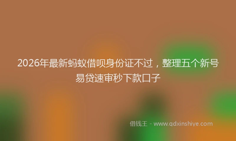 2026年最新蚂蚁借呗身份证不过，整理五个新号易贷速审秒下款口子