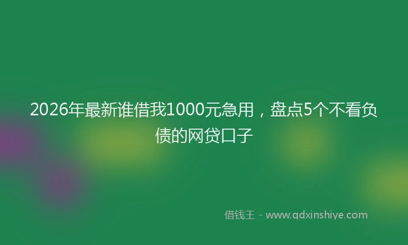 2026年最新谁借我1000元急用，盘点5个不看负债的网贷口子
