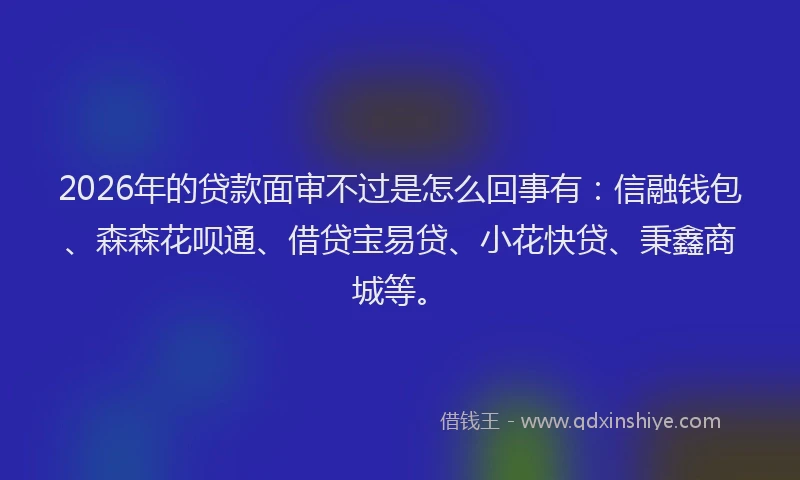 2026年的贷款面审不过是怎么回事有：信融钱包、森森花呗通、借贷宝易贷、小花快贷、秉鑫商城等。