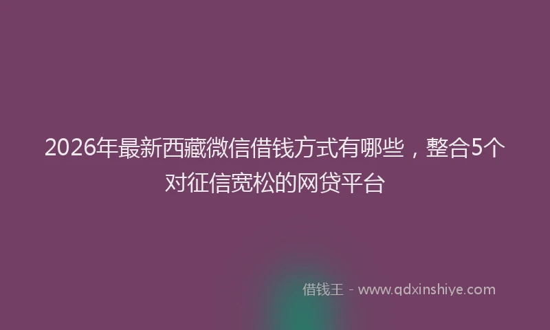2026年最新西藏微信借钱方式有哪些，整合5个对征信宽松的网贷平台