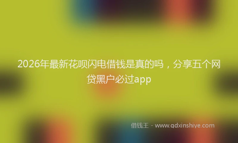 2026年最新花呗闪电借钱是真的吗，分享五个网贷黑户必过app