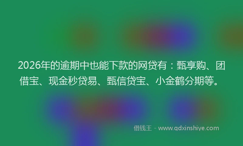 2026年的逾期中也能下款的网贷有：甄享购、团借宝、现金秒贷易、甄信贷宝、小金鹤分期等。