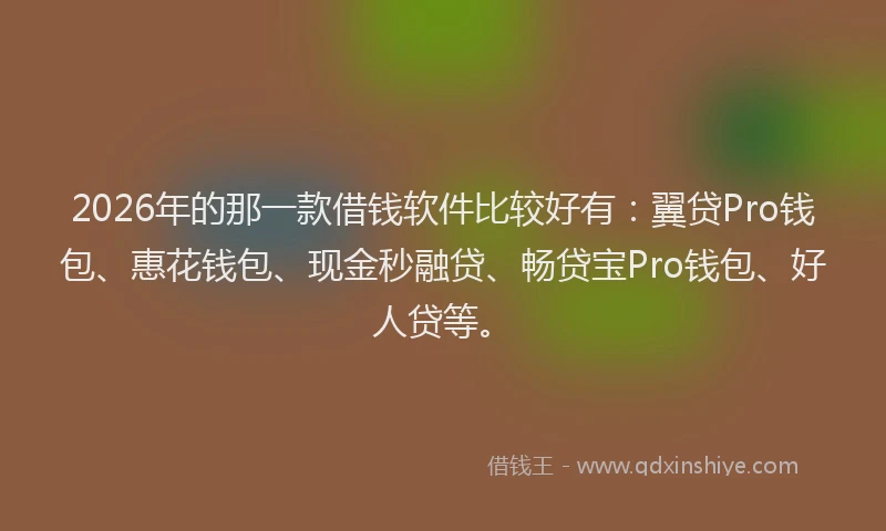 2026年的那一款借钱软件比较好有：翼贷Pro钱包、惠花钱包、现金秒融贷、畅贷宝Pro钱包、好人贷等。
