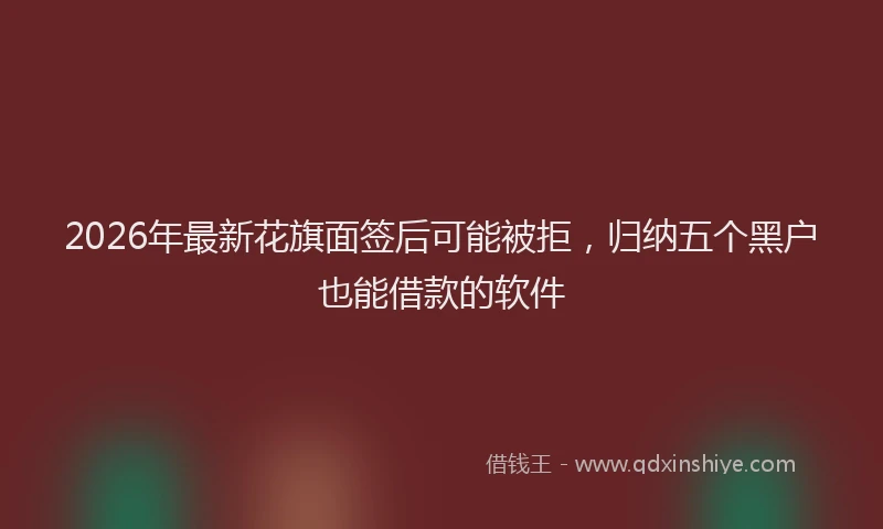2026年最新花旗面签后可能被拒，归纳五个黑户也能借款的软件