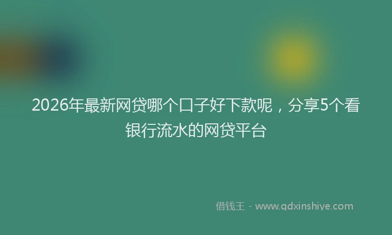 2026年最新网贷哪个口子好下款呢，分享5个看银行流水的网贷平台