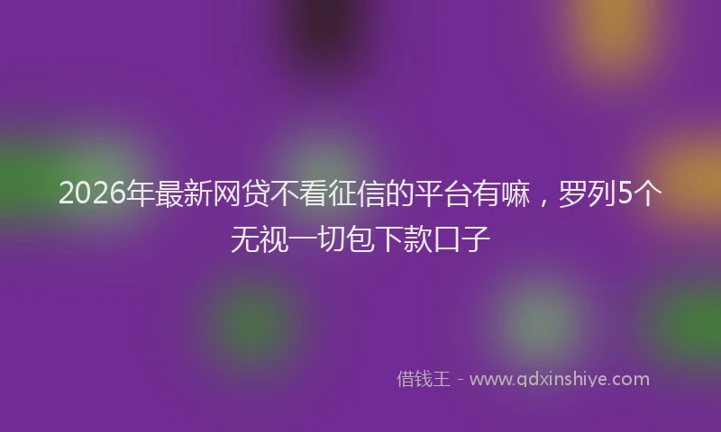 2026年最新网贷不看征信的平台有嘛，罗列5个无视一切包下款口子