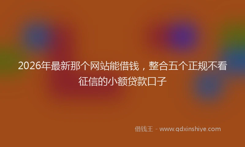 2026年最新那个网站能借钱，整合五个正规不看征信的小额贷款口子