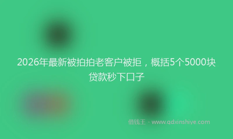 2026年最新被拍拍老客户被拒，概括5个5000块贷款秒下口子