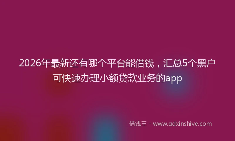 2026年最新还有哪个平台能借钱，汇总5个黑户可快速办理小额贷款业务的app