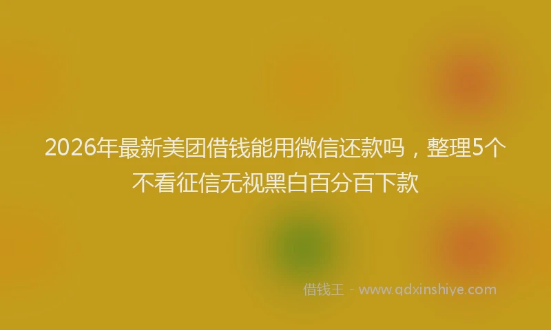 2026年最新美团借钱能用微信还款吗，整理5个不看征信无视黑白百分百下款