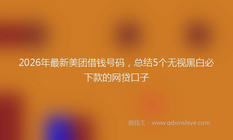 2026年最新美团借钱号码，总结5个无视黑白必下款的网贷口子