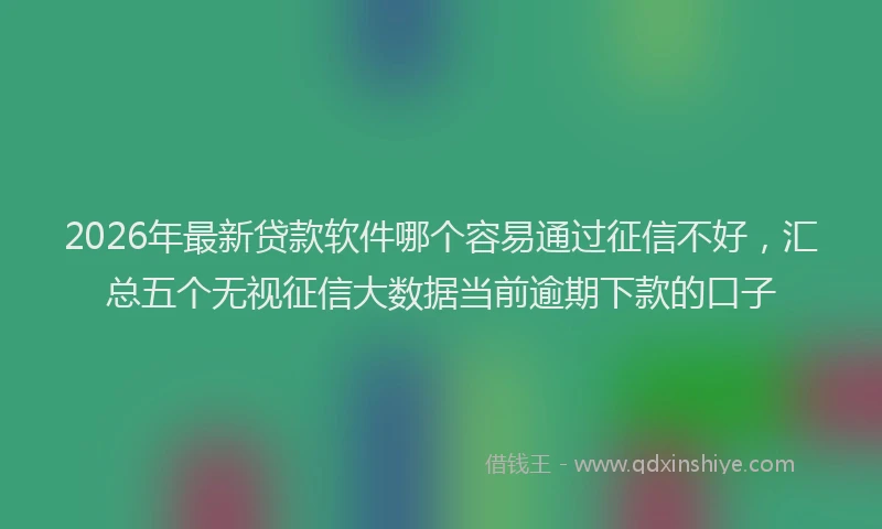 2026年最新贷款软件哪个容易通过征信不好，汇总五个无视征信大数据当前逾期下款的口子
