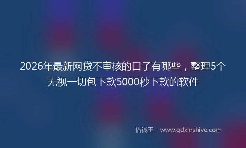 2026年最新网贷不审核的口子有哪些，整理5个无视一切包下款5000秒下款的软件