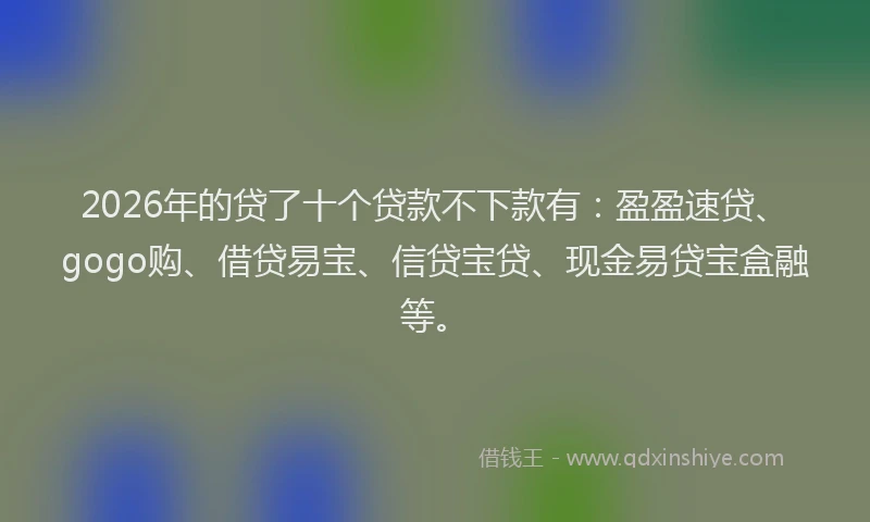 2026年的贷了十个贷款不下款有：盈盈速贷、gogo购、借贷易宝、信贷宝贷、现金易贷宝盒融等。