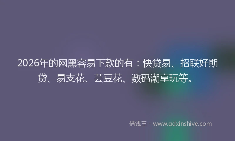 2026年的网黑容易下款的有：快贷易、招联好期贷、易支花、芸豆花、数码潮享玩等。