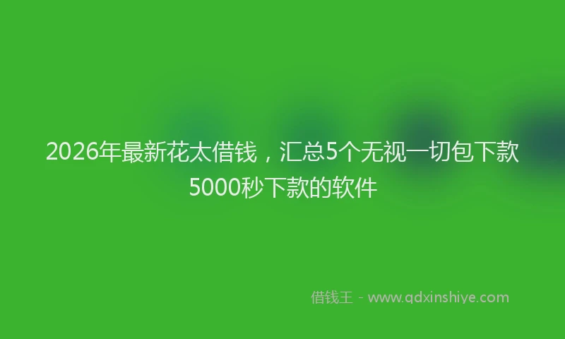 2026年最新花太借钱，汇总5个无视一切包下款5000秒下款的软件