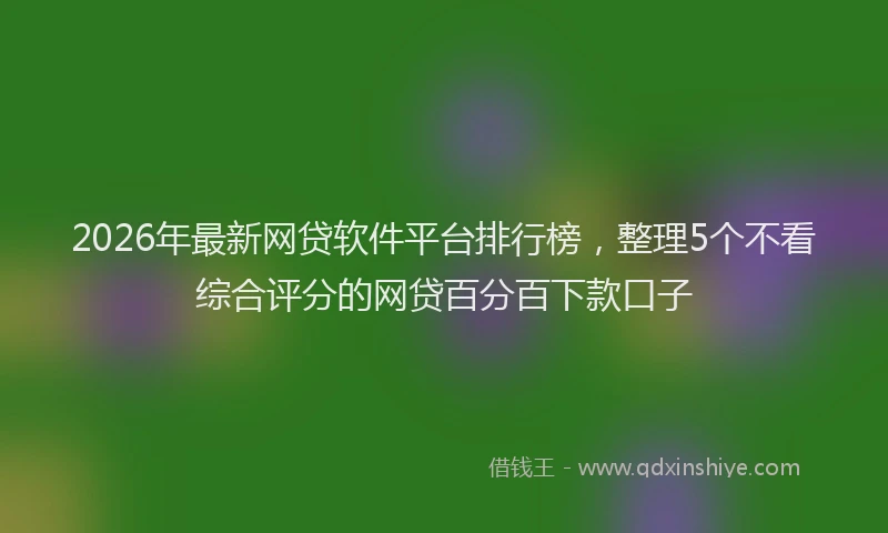 2026年最新网贷软件平台排行榜，整理5个不看综合评分的网贷百分百下款口子
