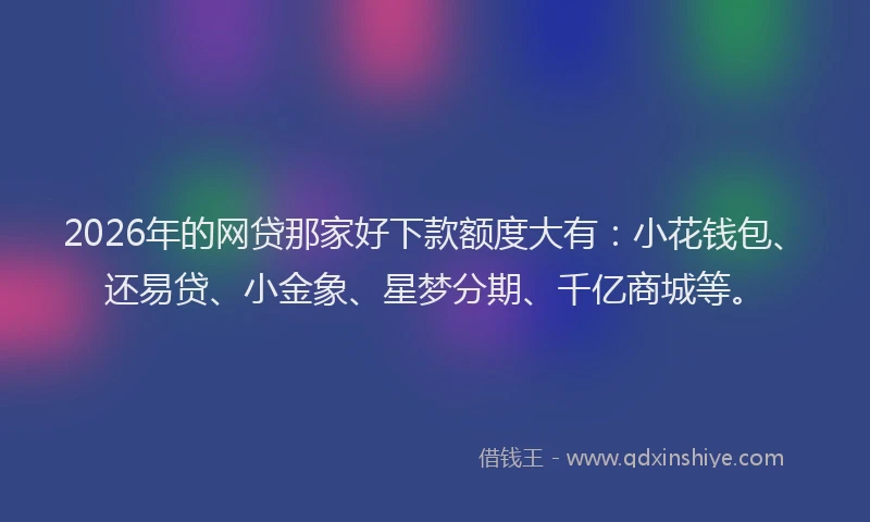 2026年的网贷那家好下款额度大有：小花钱包、还易贷、小金象、星梦分期、千亿商城等。