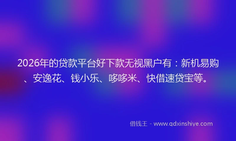 2026年的贷款平台好下款无视黑户有：新机易购、安逸花、钱小乐、哆哆米、快借速贷宝等。