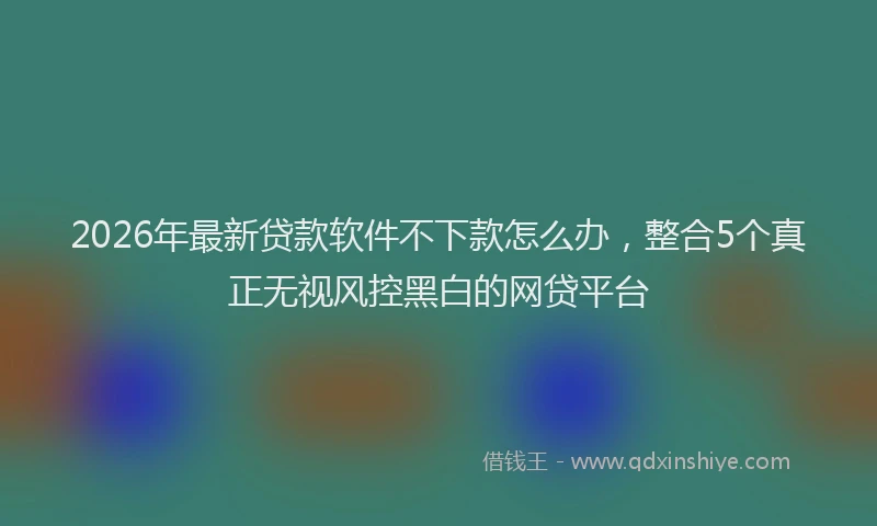 2026年最新贷款软件不下款怎么办，整合5个真正无视风控黑白的网贷平台