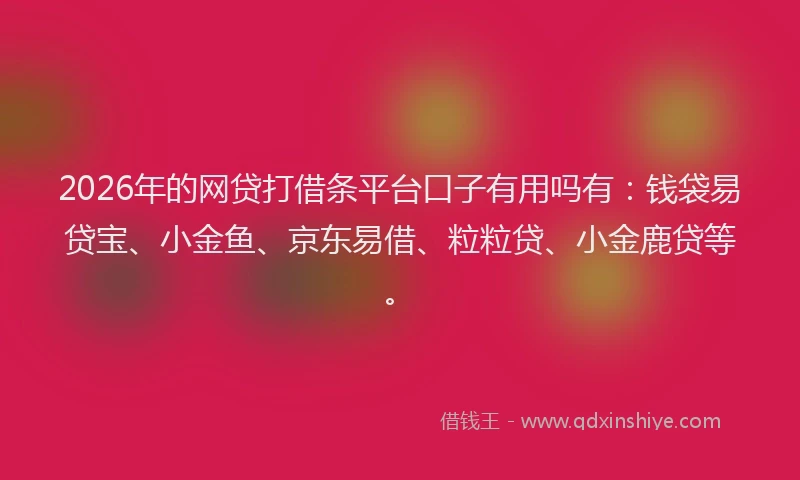 2026年的网贷打借条平台口子有用吗有：钱袋易贷宝、小金鱼、京东易借、粒粒贷、小金鹿贷等。