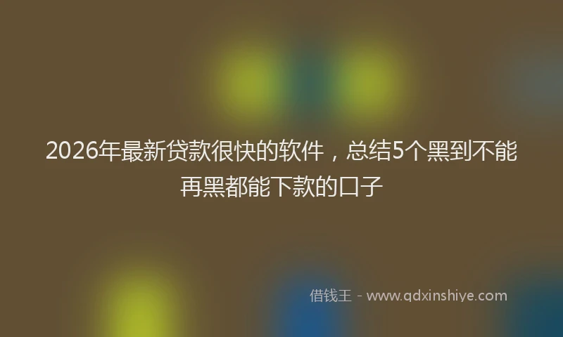 2026年最新贷款很快的软件，总结5个黑到不能再黑都能下款的口子