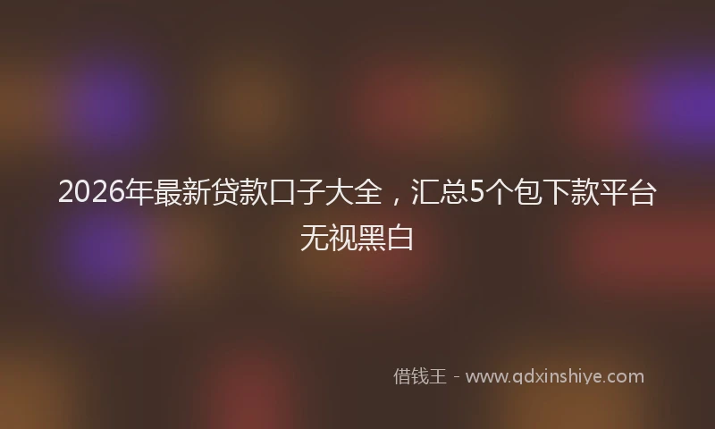 2026年最新贷款口子大全，汇总5个包下款平台无视黑白