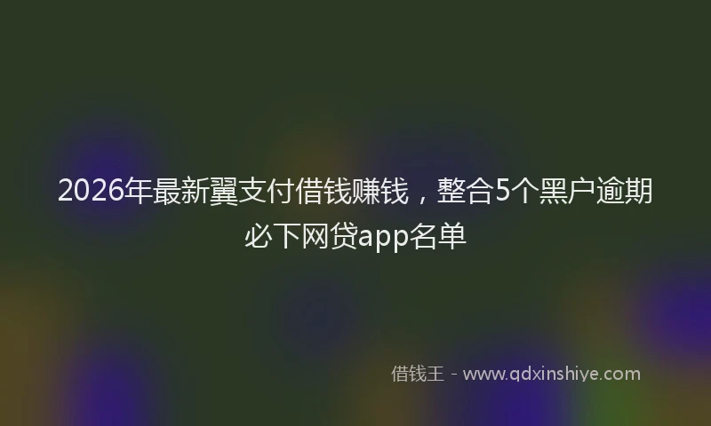 2026年最新翼支付借钱赚钱，整合5个黑户逾期必下网贷app名单