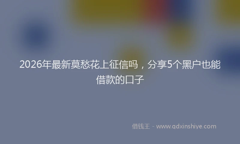 2026年最新莫愁花上征信吗，分享5个黑户也能借款的口子