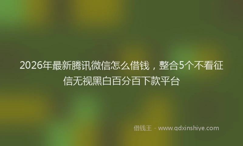 2026年最新腾讯微信怎么借钱，整合5个不看征信无视黑白百分百下款平台