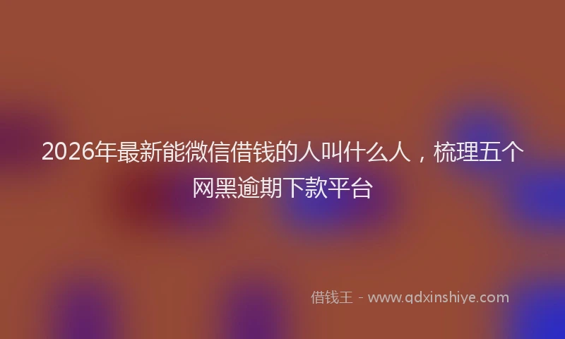 2026年最新能微信借钱的人叫什么人，梳理五个网黑逾期下款平台