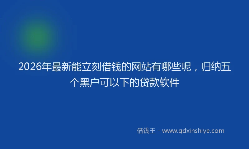 2026年最新能立刻借钱的网站有哪些呢，归纳五个黑户可以下的贷款软件