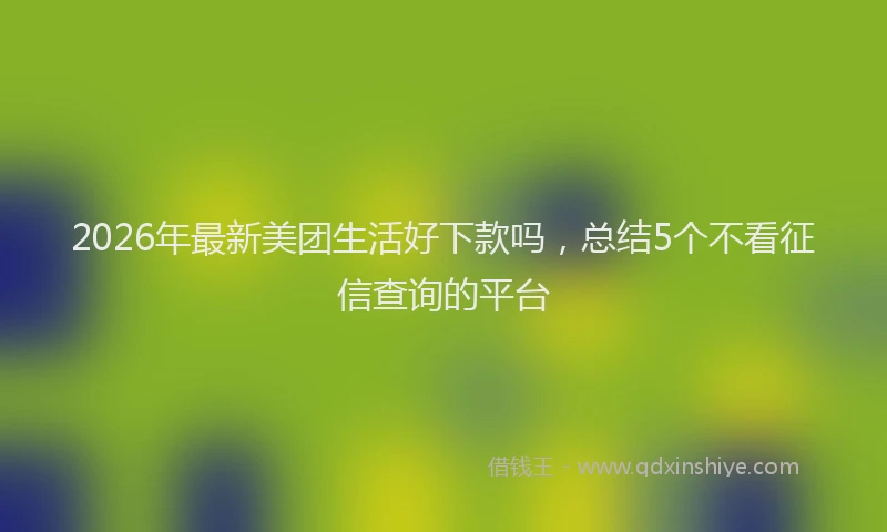 2026年最新美团生活好下款吗，总结5个不看征信查询的平台