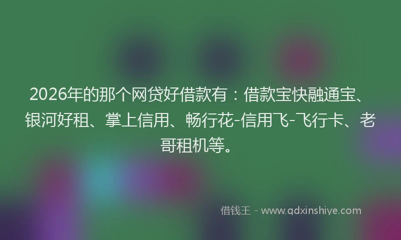 2026年的那个网贷好借款有：借款宝快融通宝、银河好租、掌上信用、畅行花-信用飞-飞行卡、老哥租机等。