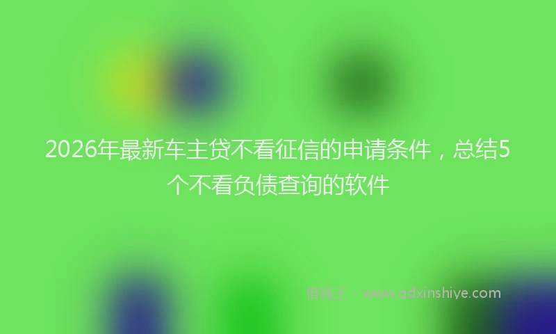 2026年最新车主贷不看征信的申请条件，总结5个不看负债查询的软件
